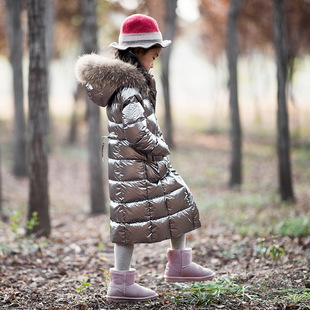 新款加厚白鹅绒儿童女童长款羽绒服 女孩长款中大童 免洗面料