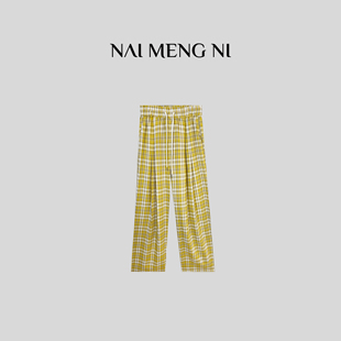 NMN王火火&设计师格纹女士简约休闲百搭显瘦直筒裤 28HH0178 子