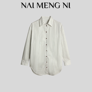 NMN王火火&设计师时尚 28HH0203 竖条纹防晒衬衣宽松慵懒垂感衬衫