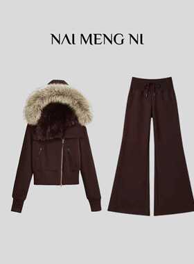 NMN王火火&时尚设计师西裤垂感高腰长裤直筒裤时尚套装 26n66830