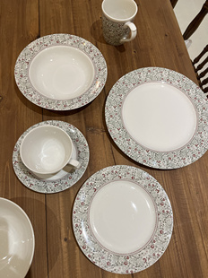 出口美式乡村复古陶瓷釉下彩牛排盘中餐盘深菜盘面碗咖啡杯加碟