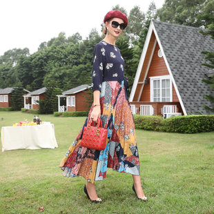 真丝连衣裙女2022年夏季新款中长款大摆型桑蚕丝印花A字裙