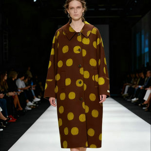 [羊毛]波点双面羊毛大衣女2025秋新款中长款廓形双面呢大衣外套