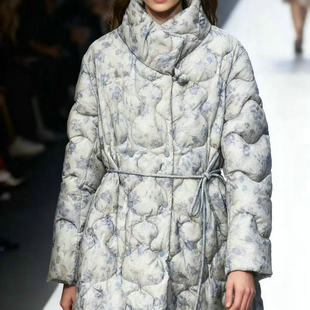 [新中式x鹅绒]卡米兰白鹅绒羽绒服女2025冬季新款中长款印花外套