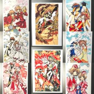 翼年代记CLAMP原画集非官谷5寸拍立得相片卡收藏卡片8张仅一套