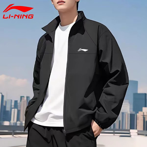 李宁风衣男款2026春季运动开衫长袖防泼水连帽宽松运动服休闲外套