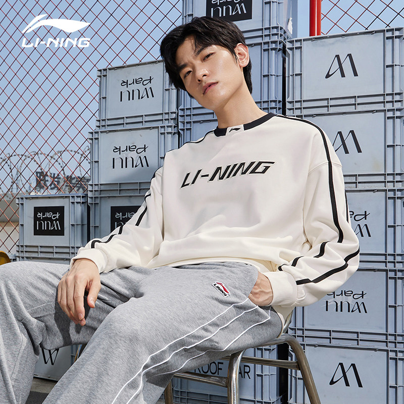 李宁卫衣加绒男女同款宽松圆领2026春秋季新款情侣学生圆领运动服