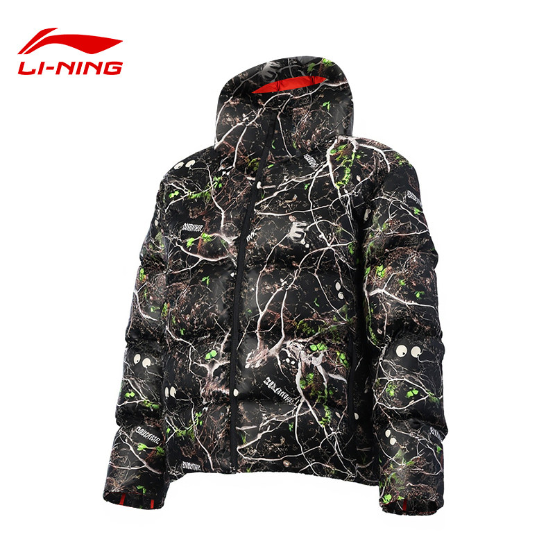 李宁羽绒服反伍BADFIVE男子防泼水保暖宽松鸭绒短羽绒服外套