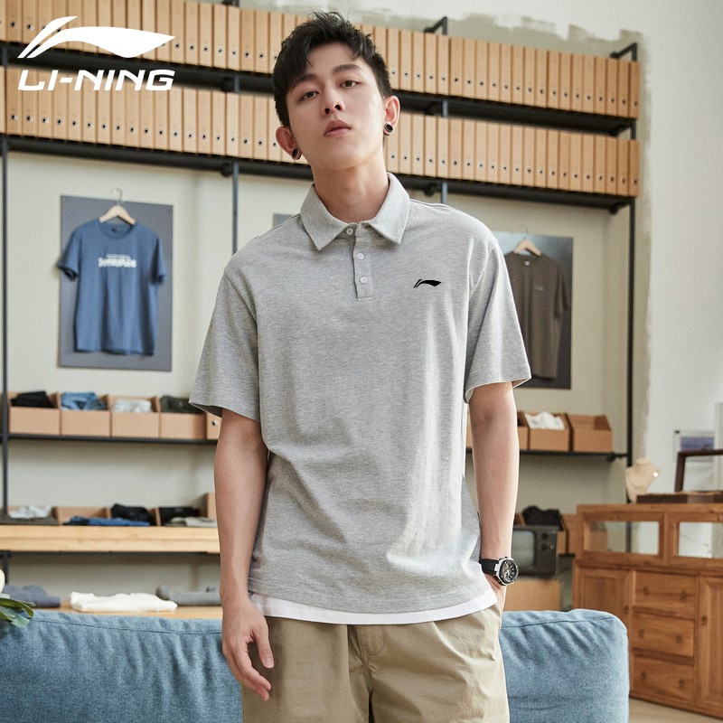 Lining/李宁polo衫短袖纯棉透气