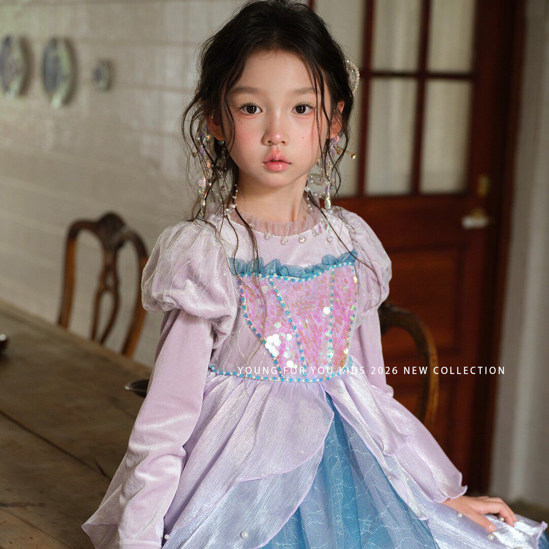 女宝秋冬装千金风演出服加绒裙子