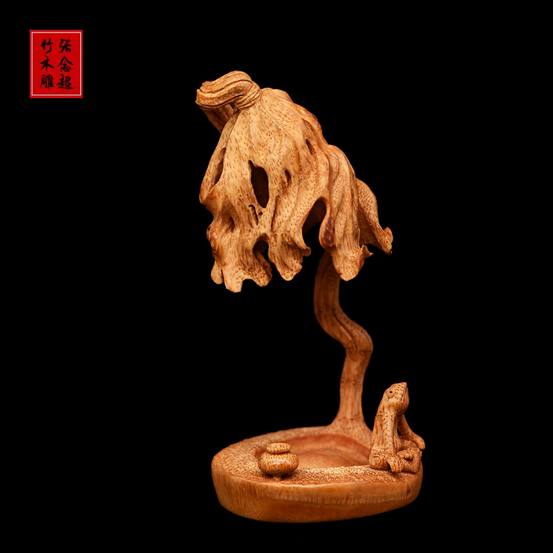 竹雕残荷香插摆件张念超纯手工雕刻竹根雕一品青莲创意金蟾呱呱,特色手工艺,竹编/竹雕,淘宝优惠券,粉丝福利购,淘宝优惠卷
