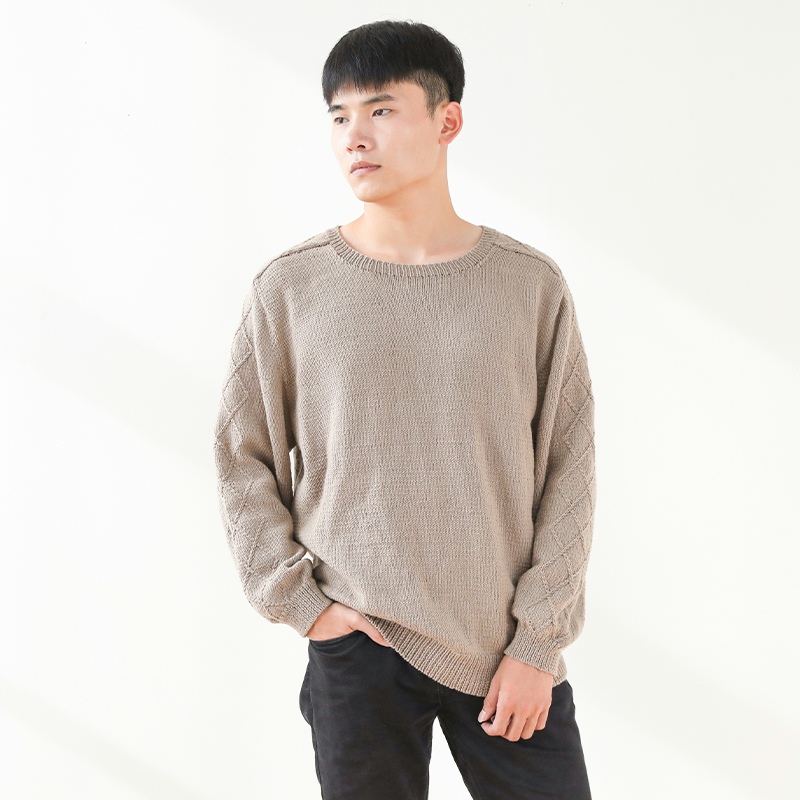 毛儿手作 含棕男士肩章袖毛衣材料包  棒针手编制作diy 5股流年