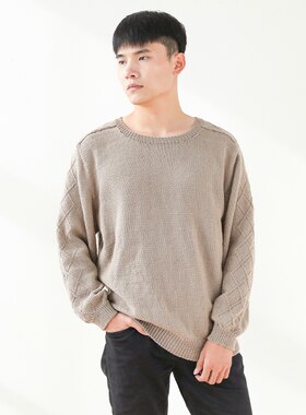 毛儿手作 含棕男士肩章袖毛衣材料包  棒针手编制作diy 5股流年