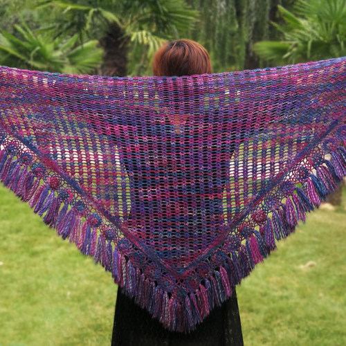 diy霞衣披肩手工编织段染羊毛线