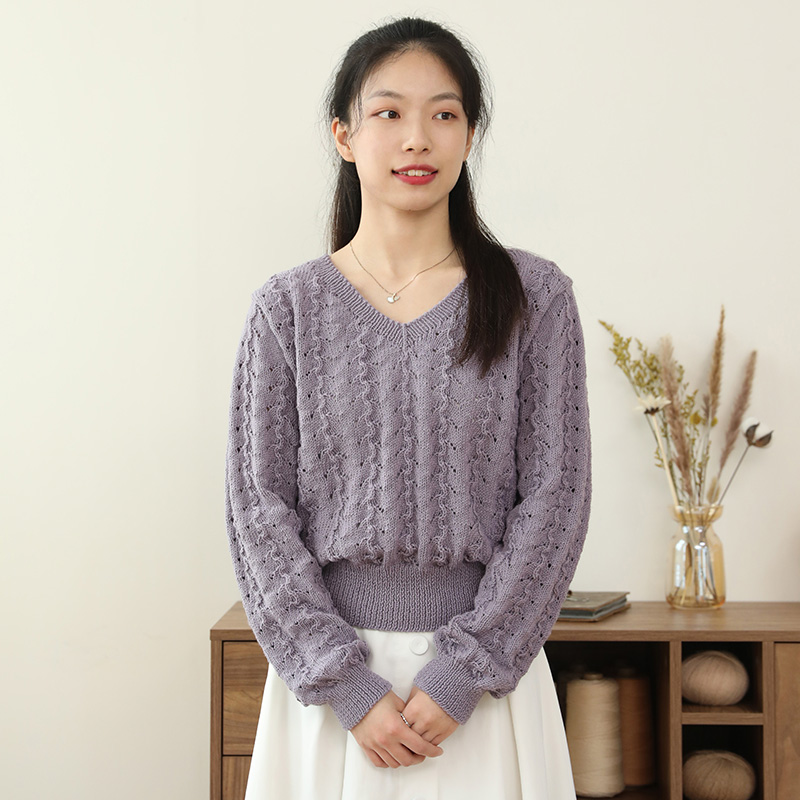 5股流年羊毛线丹青女士花样毛衣diy材料包棒针手工编织制作手作