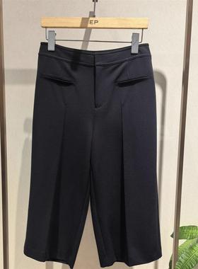 EP春夏新品黑色通勤简约高腰显瘦直筒五分裤EGJEA6302A-1499
