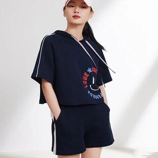 EP春夏纯棉短款运动休闲短袖抽绳连帽卫衣EGJPC5212A-1699