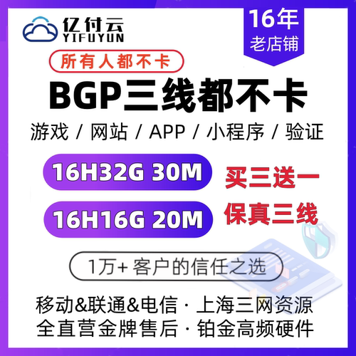 多线BGP服务器高防云服务器租用独享带宽高配网站云服务器主机
