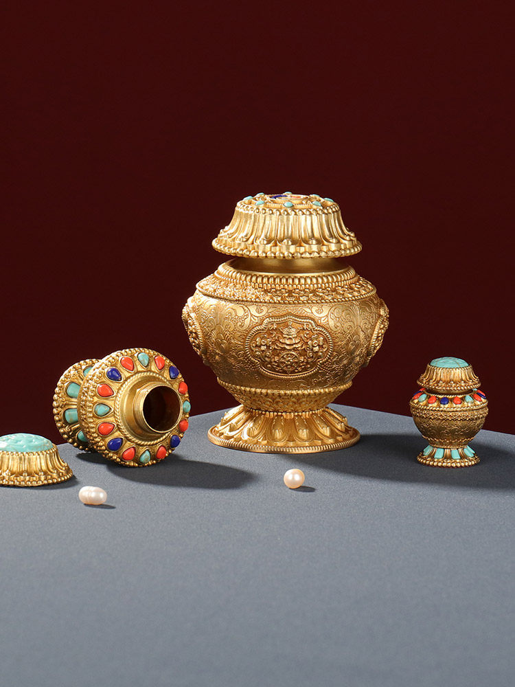 精工铜制家用慧宝宝瓶工艺桌面摆件用品莲花如意迷你宝瓶摩尼宝瓶