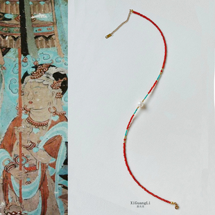 南红项链绿松石高级感首饰珍珠本命年串珠颈链女新年礼物 新中式