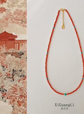 南红绿松石原创国风天然文艺项链