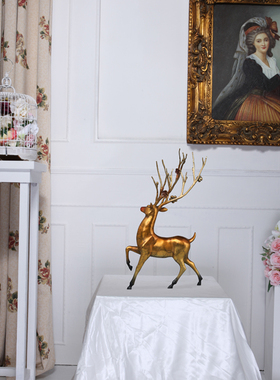 铜鹿摆件老板办公室桌面客厅玄关招财装饰品高档公司乔迁开业礼品