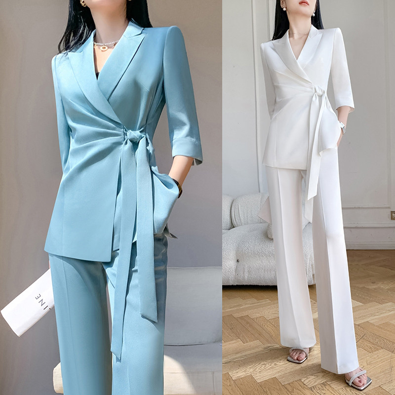 奢柔系带西装套装2026新款春夏秋薄款质感时尚气质休闲职业西服女