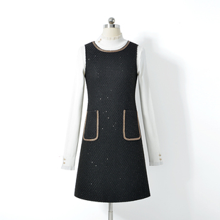 法式小香风毛呢连衣裙秋冬新款名媛气质小个子中长款短款背心裙女