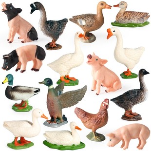 仿真农场家禽模型儿童玩具鸡鸭鹅母猪野猪马奶牛绵羊认知礼物摆件