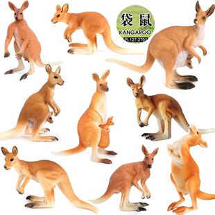 儿童玩具仿真野生动物模型实心澳洲大袋鼠摆件宝宝早教认知公袋鼠