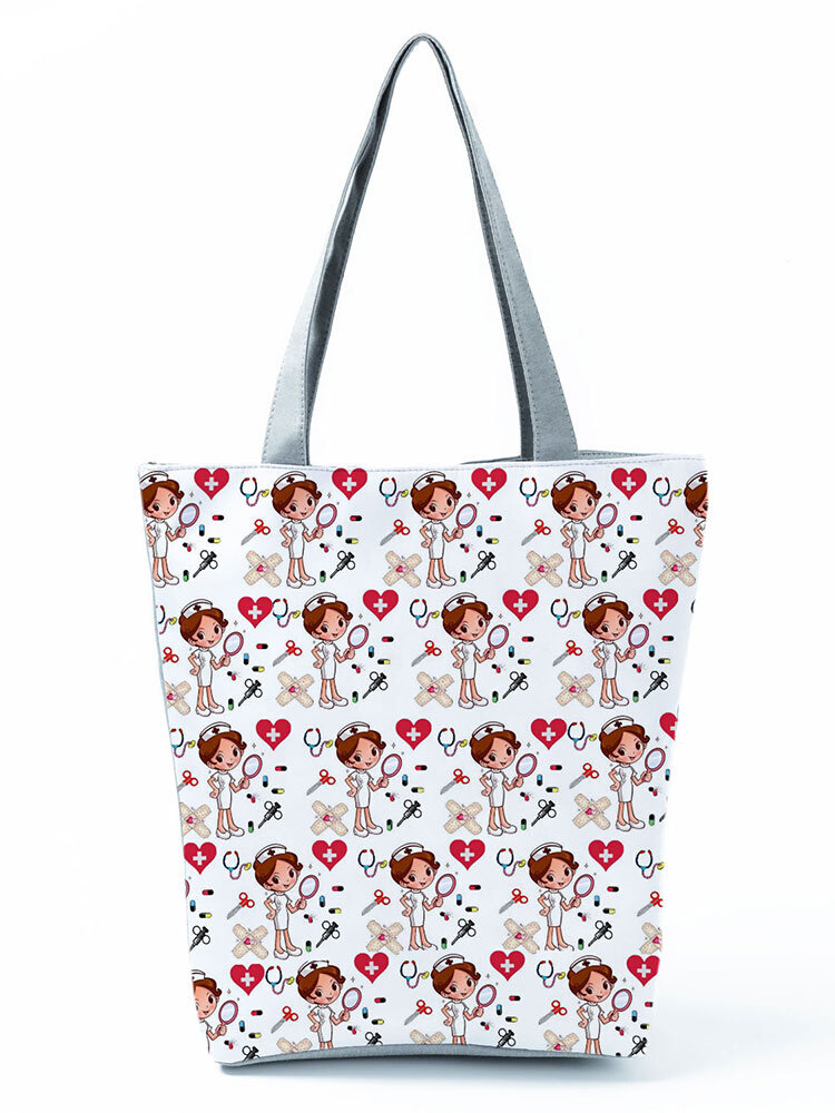 female nurse printed women shopping bag fashion love lar