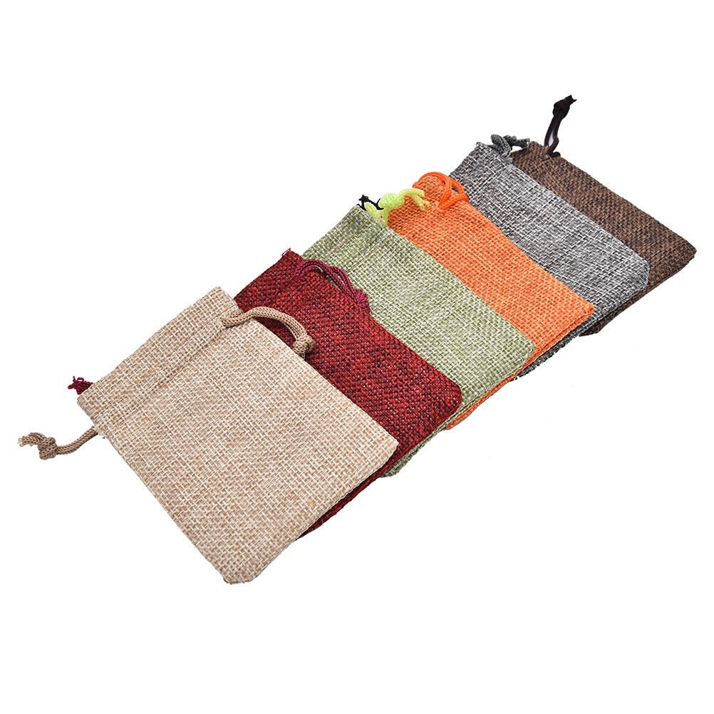 10pcs mini burlap jute drawstring gift jewelry pouches ba