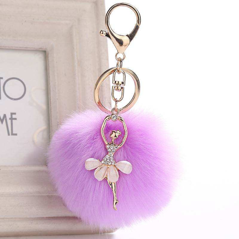women trinket car bag key ring jewelry gift fluff keychns