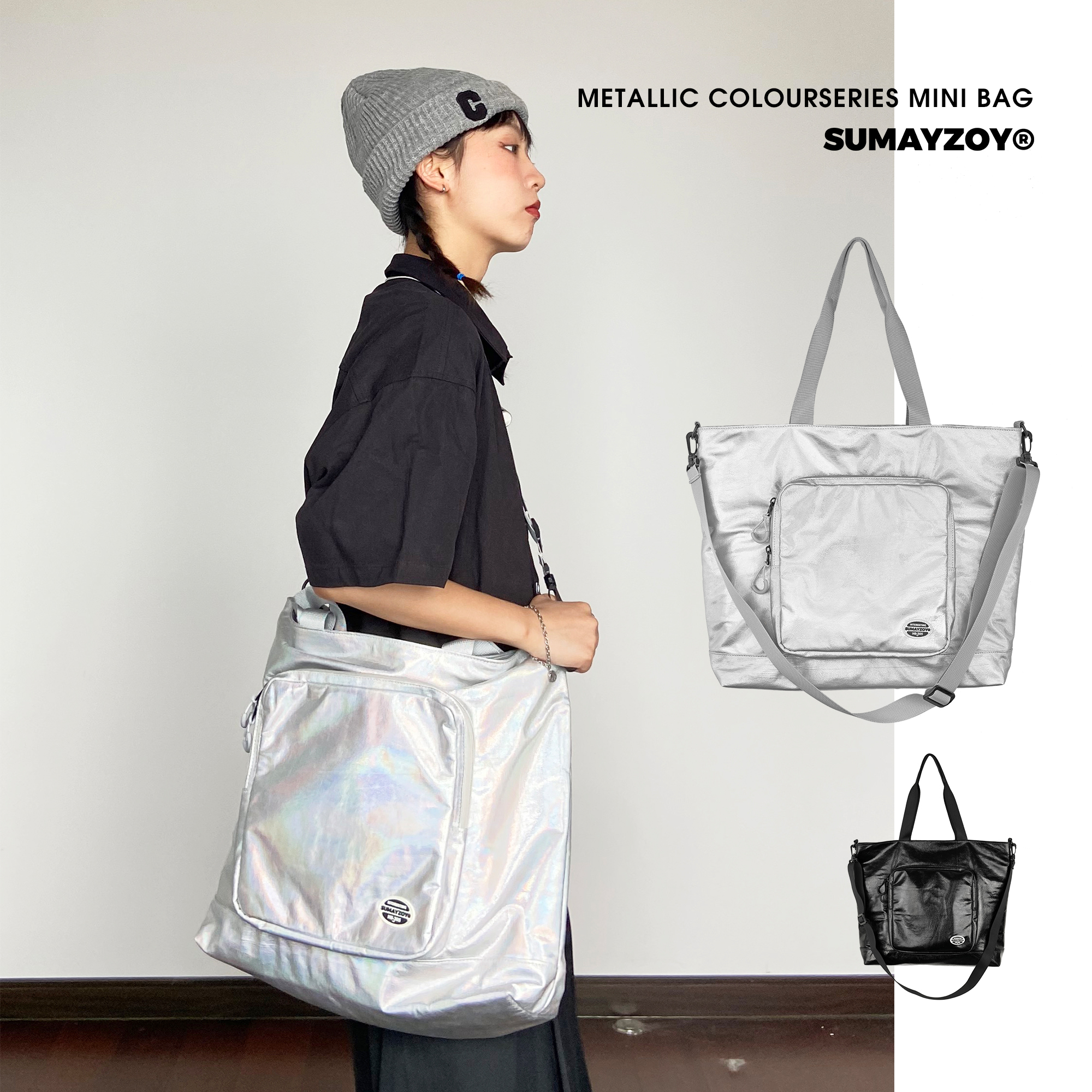 SUMAYZOY托特包银色运动斜挎包