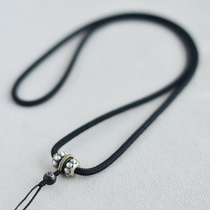 唐卡挂绳挂坠绳子吊坠绳玉佩翡翠高端男女挂脖无事牌玉坠黑色项链