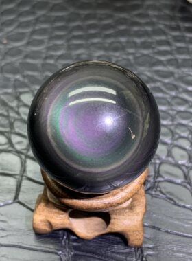 天然彩眼黑曜石球小摆件书房办公室口舌原石黑曜石水晶球家居饰品