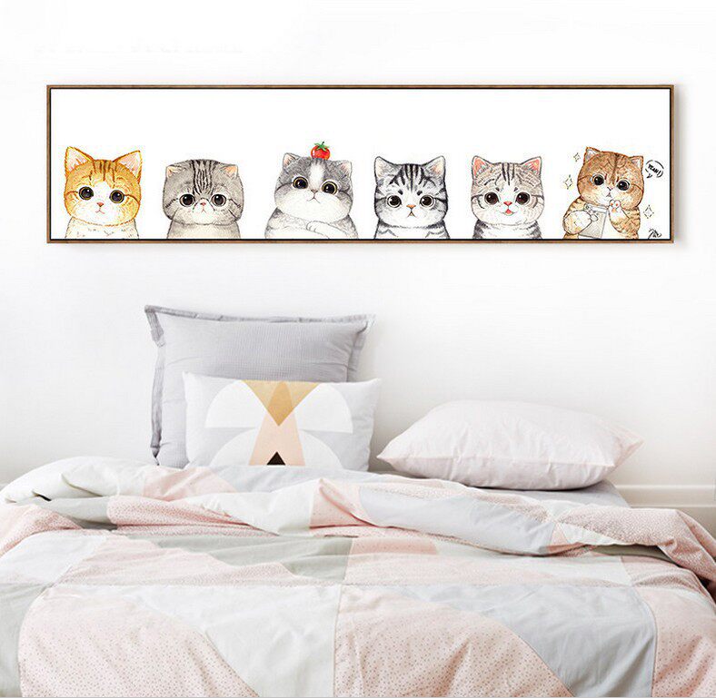 圆钻钻石画十字绣儿童DIY点钻小孩卧室装饰画砖石绣Kitty小猫一家