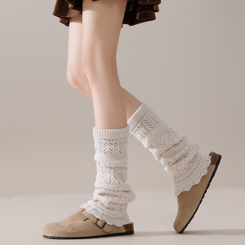 复古羊毛堆堆袜套女秋冬镂空腿套