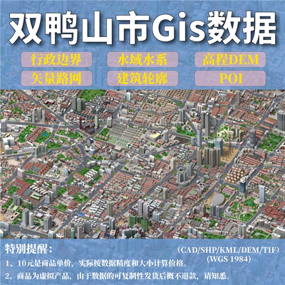 双鸭山市gis矢量数据shp矢量路网水系建筑行政边界POI兴趣点数据