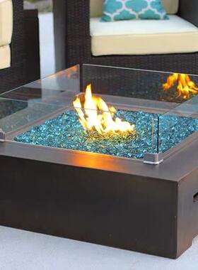 美式户外庭院别墅燃气景观火焰观景台圆形取暖炉烤火炉取暖桌壁炉