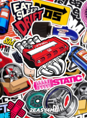 二次元卡通复古JDM改装赛汽车配件日系平板手机装饰防水个性贴纸