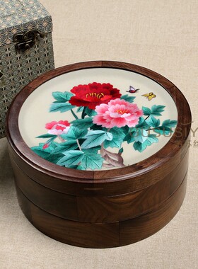 刺绣果盘盒中式家居用品苏绣礼品