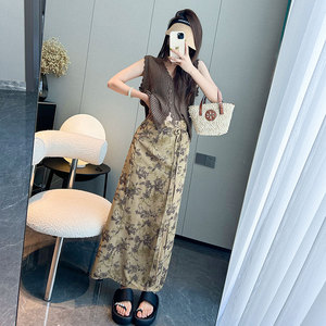 邵夫人复古显瘦针织衫背心一片式半身裙两件套女夏2023新款套装裙