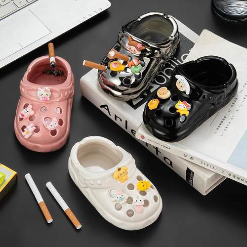 网红洞洞鞋子陶瓷烟灰缸办公室可爱家用创意桌面高颜值潮流摆件