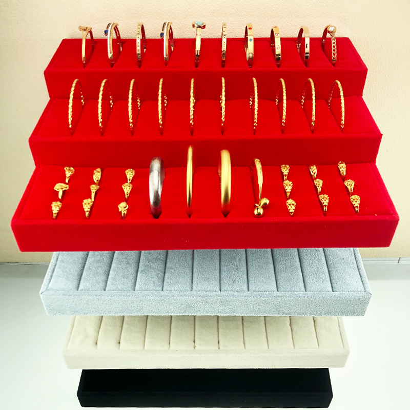 多层首饰盒木质绒布手镯戒指双用