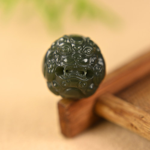 和田玉貔貅吊坠青玉单珠手串配珠
