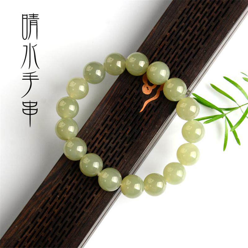 和田玉手链女款晴水冰底圆珠8 12mm手串天然青白玉高级感高端礼品