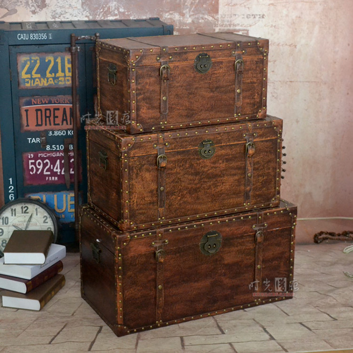 欧式奢华风复古茶几大箱子