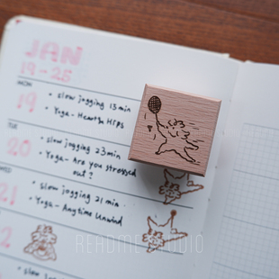 【新】羽毛球小狗 运动训练记录打卡印章 羽球手帐可爱狗狗装饰