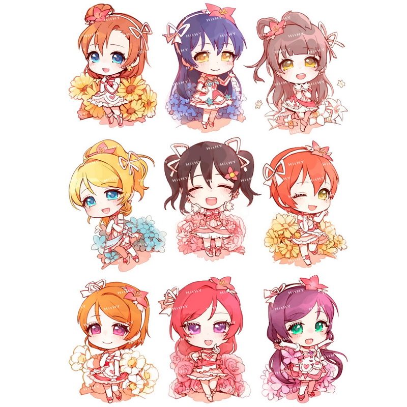 Lovelive贴纸二次元卡通动漫手账笔记本电脑吉他手机ipad旅行李箱